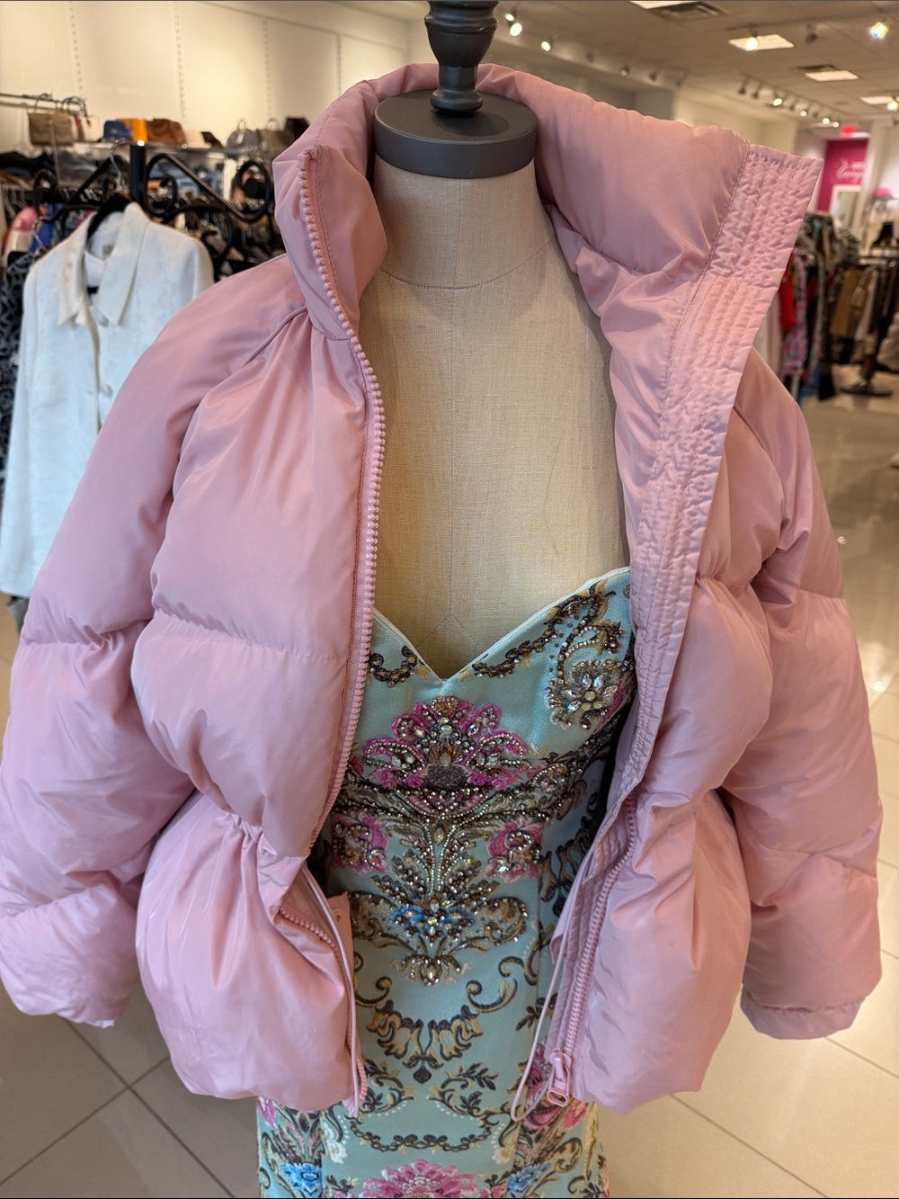 Ganni Dusty Pink Quilted Puffer Jacket size 34